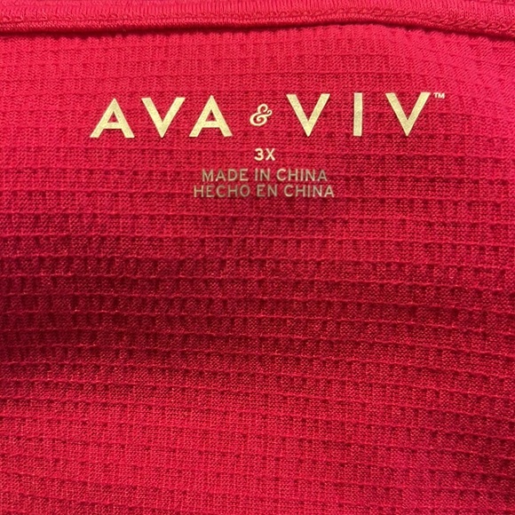 😊5/10 Ava & Viv Pink Long Sleeve Sweetheart Neck Tie Front Blouse 3X - Picture 8 of 8